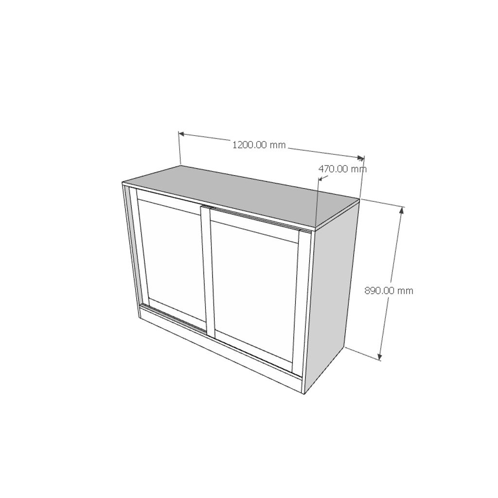 HAPPY FURNITURE , Tủ đựng đồ 2 cánh lùa - SCANDINA , TCL_027 , 120cm x 47cm x 89cm