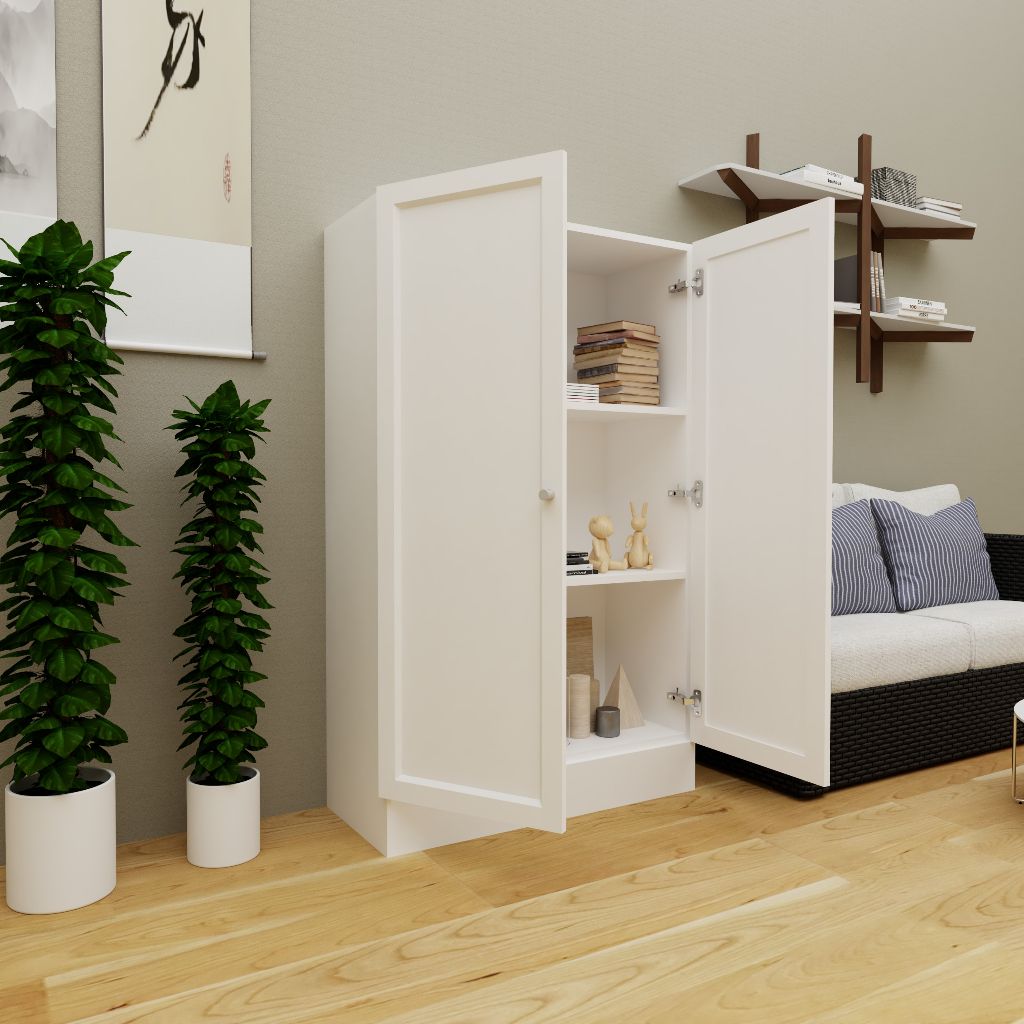 HAPPY FURNITURE , Kệ sách 2 cánh mở - SCANDINA , KSA_043 , 81x35x132cm