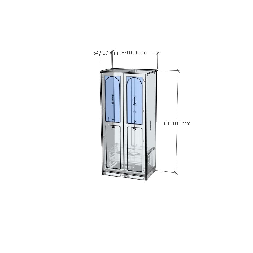 HAPPY FURNITURE , Tủ quần áo cửa kính 2 cửa mở - SISEEL , TCM_185 , 83x54x180cm