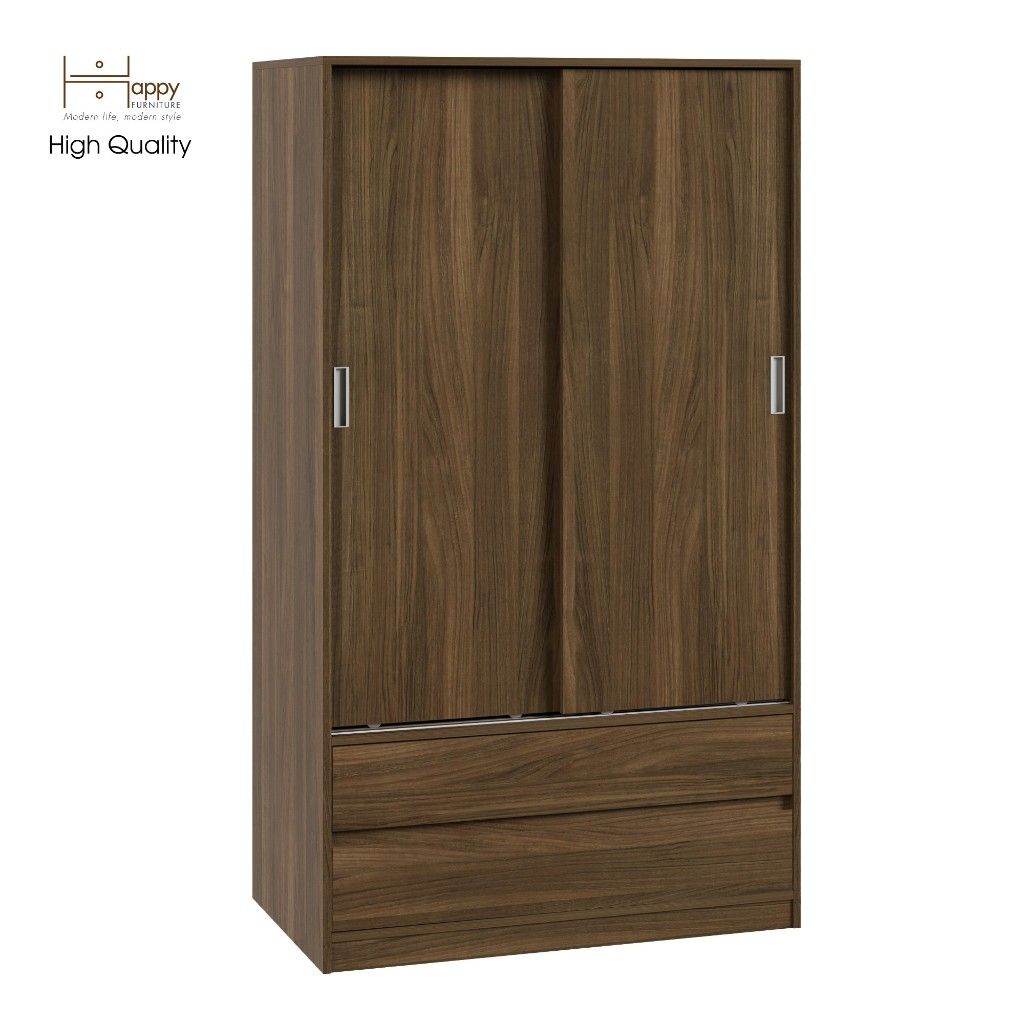 HAPPY FURNITURE , Tủ quần áo 2 cánh lùa - LUCA , TCL_014 , 100cm x 58cm x 176cm