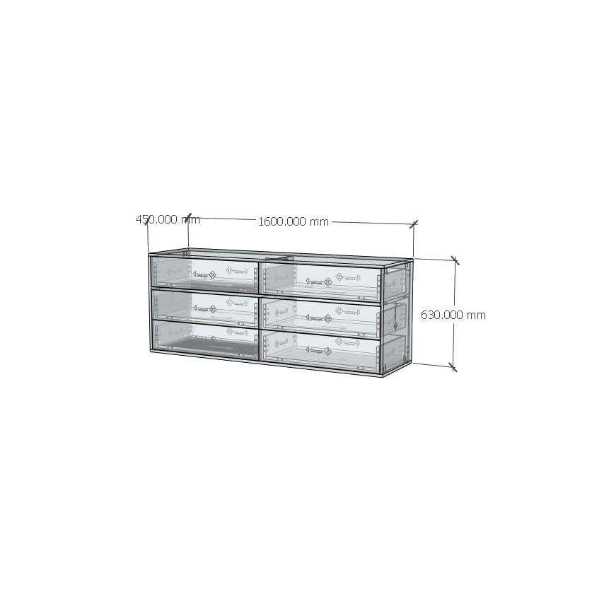 HAPPY FURNITURE , ZACY - Tủ lưu trữ 6 ngăn kéo , THK_209 , 160cm x 45cm x 63cm DxRxC, Sản phẩm phổ thông