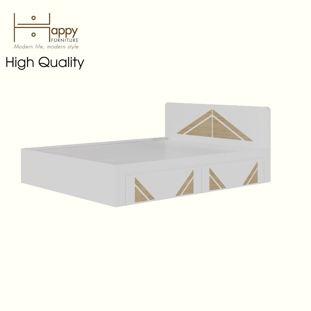HAPPY FURNITURE , Giường ngủ 2 ngăn kéo - CHARIS , GNG_114 GNG_115 GNG_116 GNG_117 , 207x36cm , dài x cao
