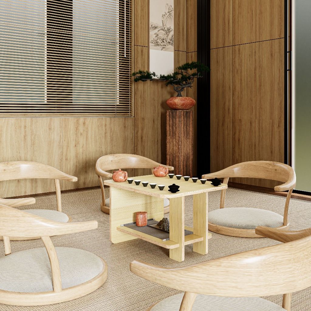 HAPPY FURNITURE , Gỗ tự nhiên , Bàn trà gỗ Plywood - AIDAN , BAN_107 , 60cm x 50cm x 38cm DxRxC