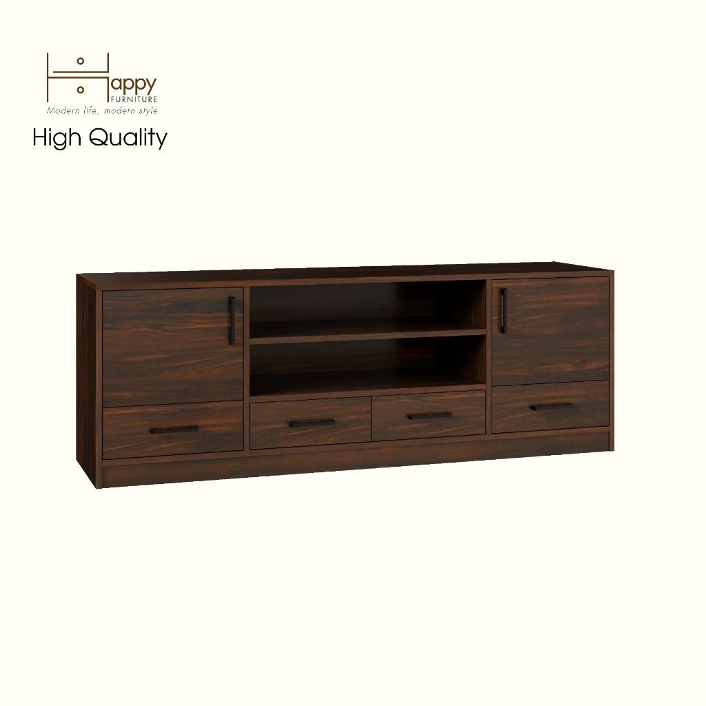 HAPPY FURNITURE , HEINEE - Kệ TV 2 cửa mở 4 ngăn kéo, KTV_070 , 160cm x 40cm x 56cm DxRxC, sản phẩm phổ thông
