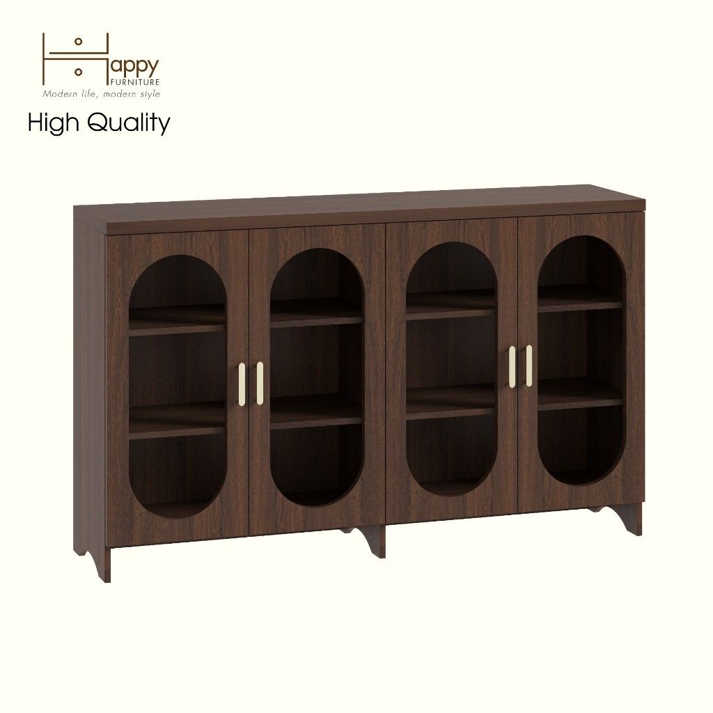 HAPPY FURNITURE , Tủ lưu trữ 4 cửa kính - CHEVY, TLT_048 , 160cm x 40cm x 98cm DxRxC