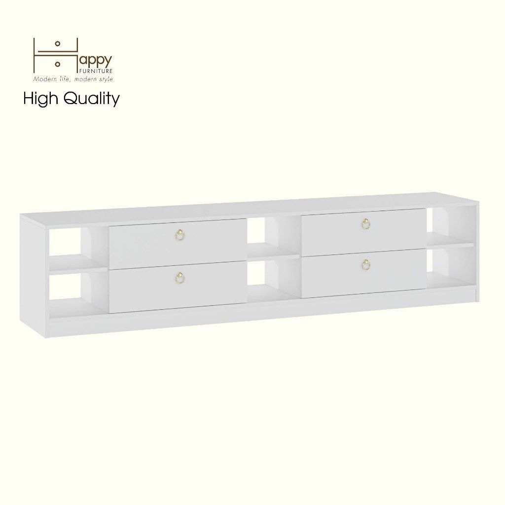HAPPY FURNITURE , Kệ TV 4 ngăn kéo - MERI , KTV_090 , 200cm x 40cm x 45cm DxRxC