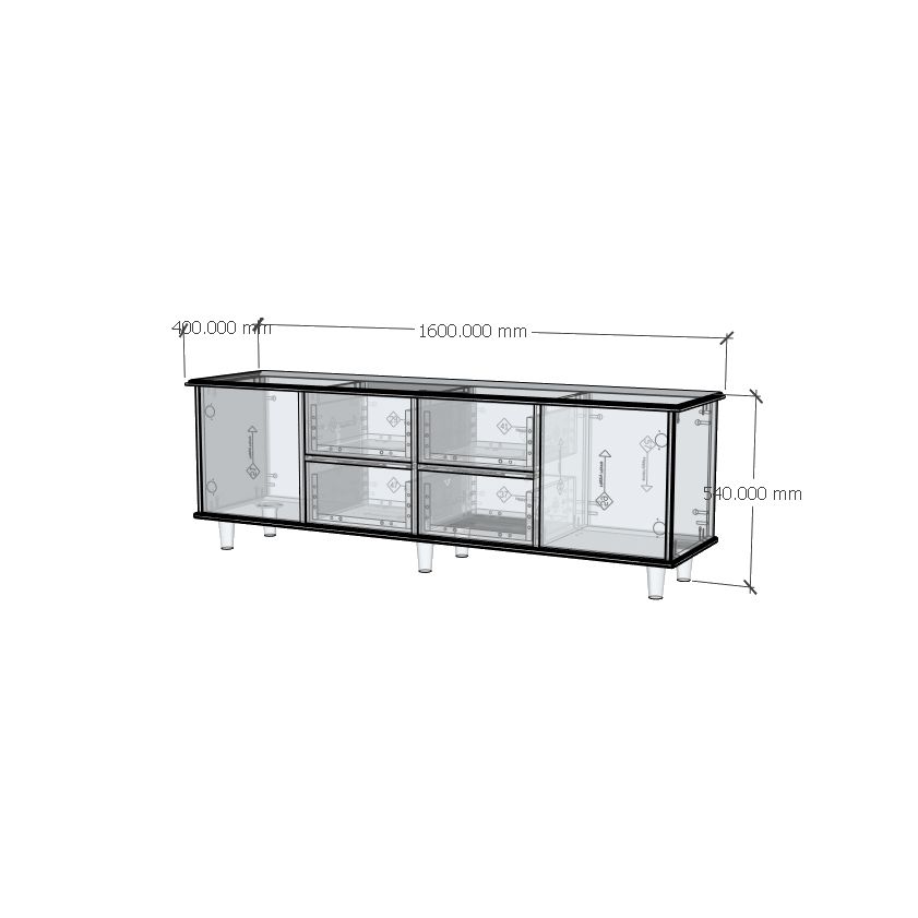 HAPPY FURNITURE , Gỗ tự nhiên , Kệ TV 2 cửa mở 4 ngăn kéo - FARAH , KTV_057 , 160x40x54cm