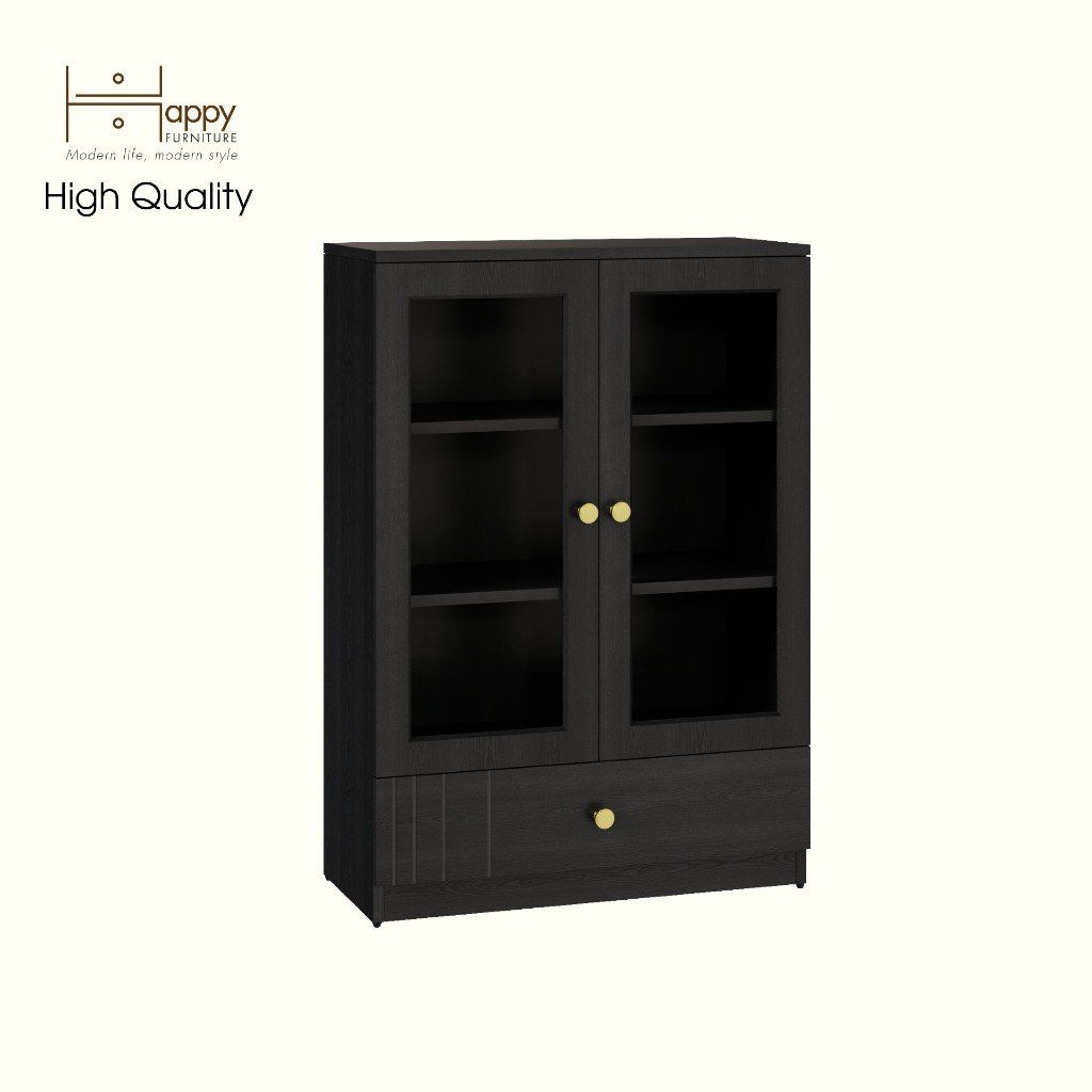 HAPPY FURNITURE , Tủ lưu trữ cửa kính 1 ngăn kéo - JOVIE , TCM_162 , 70cm x 32cm x 100cm