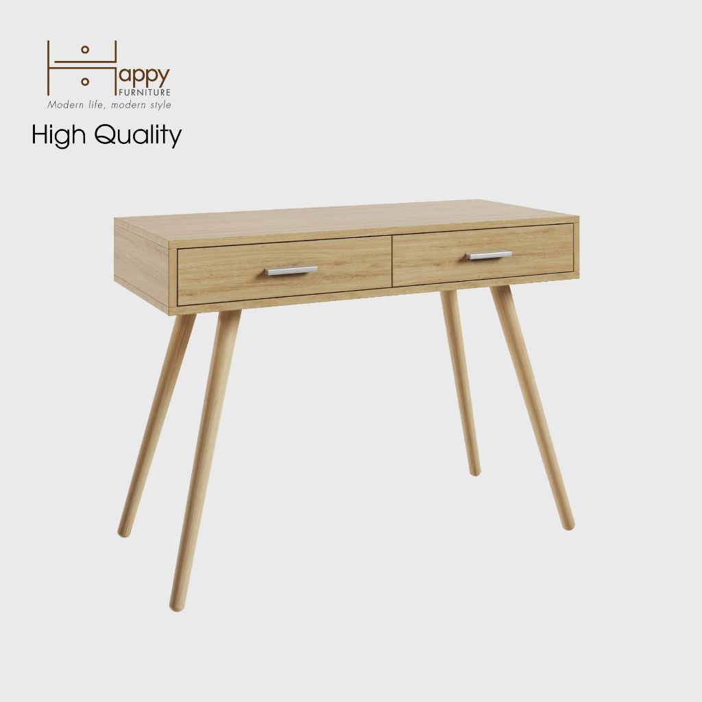 HAPPY FURNITURE , Bàn trang điểm 2 ngăn kéo chân gỗ chéo - OSRI , BAN_004 , 100cm x 45cm x 75cm