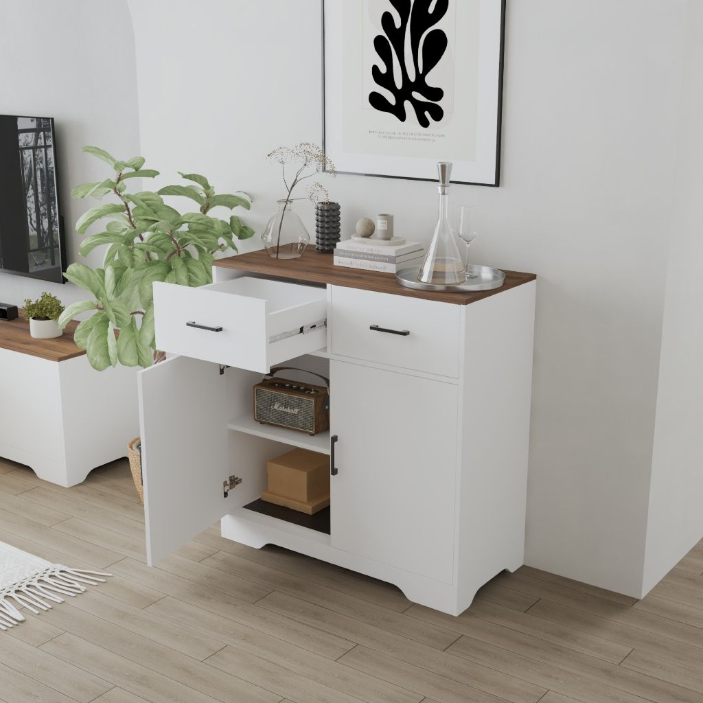 HAPPY FURNITURE , Tủ lưu trữ 2 ngăn kéo 2 cửa mở - SAFA , TLT_068 , 100cm x 45cm x 103cm DxRxC