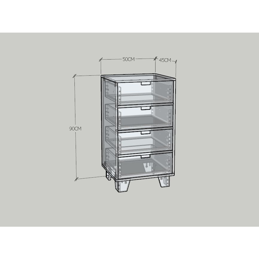 HAPPY FURNITURE , ALVA - Tủ lưu trữ 4 ngăn kéo , THK_228 , 50cm x 45cm x 90cm DxRxC
