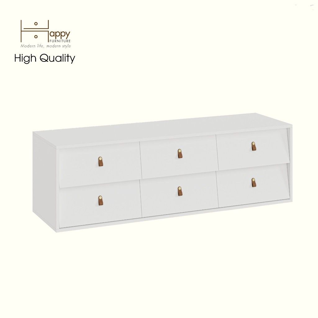 HAPPY FURNITURE , Tủ lưu trữ 6 ngăn kéo - CALYN , THK_315 , 150cm x 45cm x 47cm DxRxC