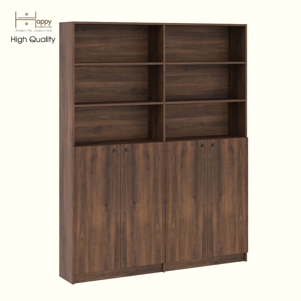 HAPPY FURNITURE , Kệ sách 6 tầng 4 cửa mở - CATY, KSA_077 , 160cm x 28cm x 202cm DxRxC