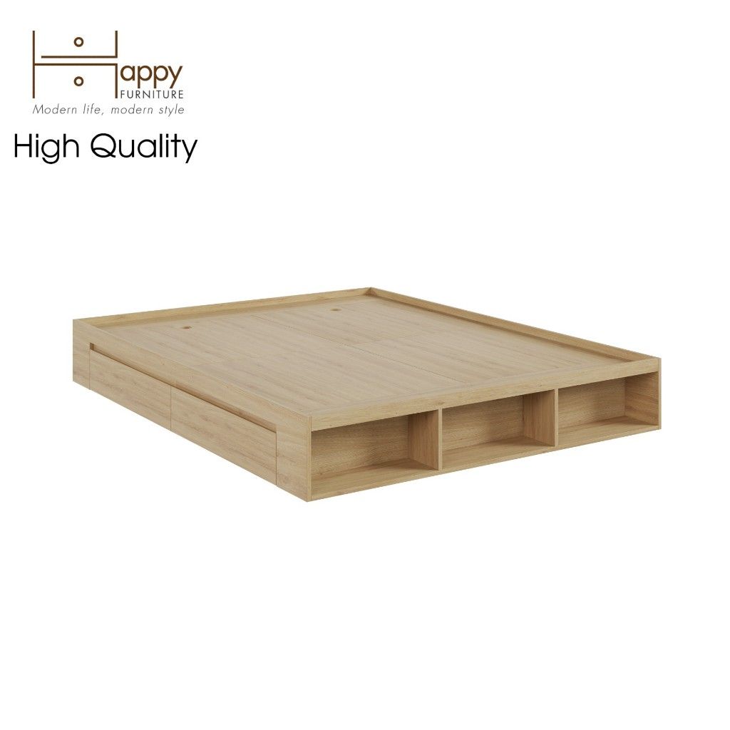 HAPPY FURNITURE , Giường ngủ nhiều ngăn không đầu giường - DASH , GNG_040 GNG_041 GNG_042 GNG_043 , 204x28cm , dài x cao