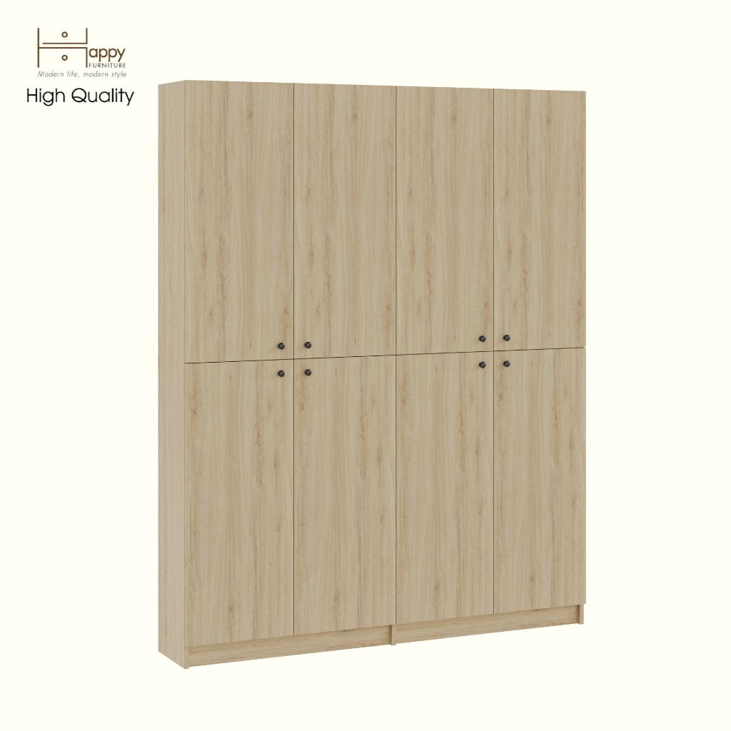 HAPPY FURNITURE , Kệ sách 6 tầng 8 cửa mở - CATY, KSA_079 , 160cm x 30cm x 202cm DxRxC