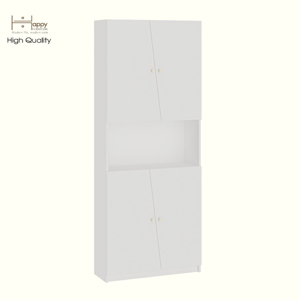 HAPPY FURNITURE , Kệ sách cửa kính 2 ngăn kéo - DALEY , KSA_108 , 80cm x 30cm x 200cm DxRxC