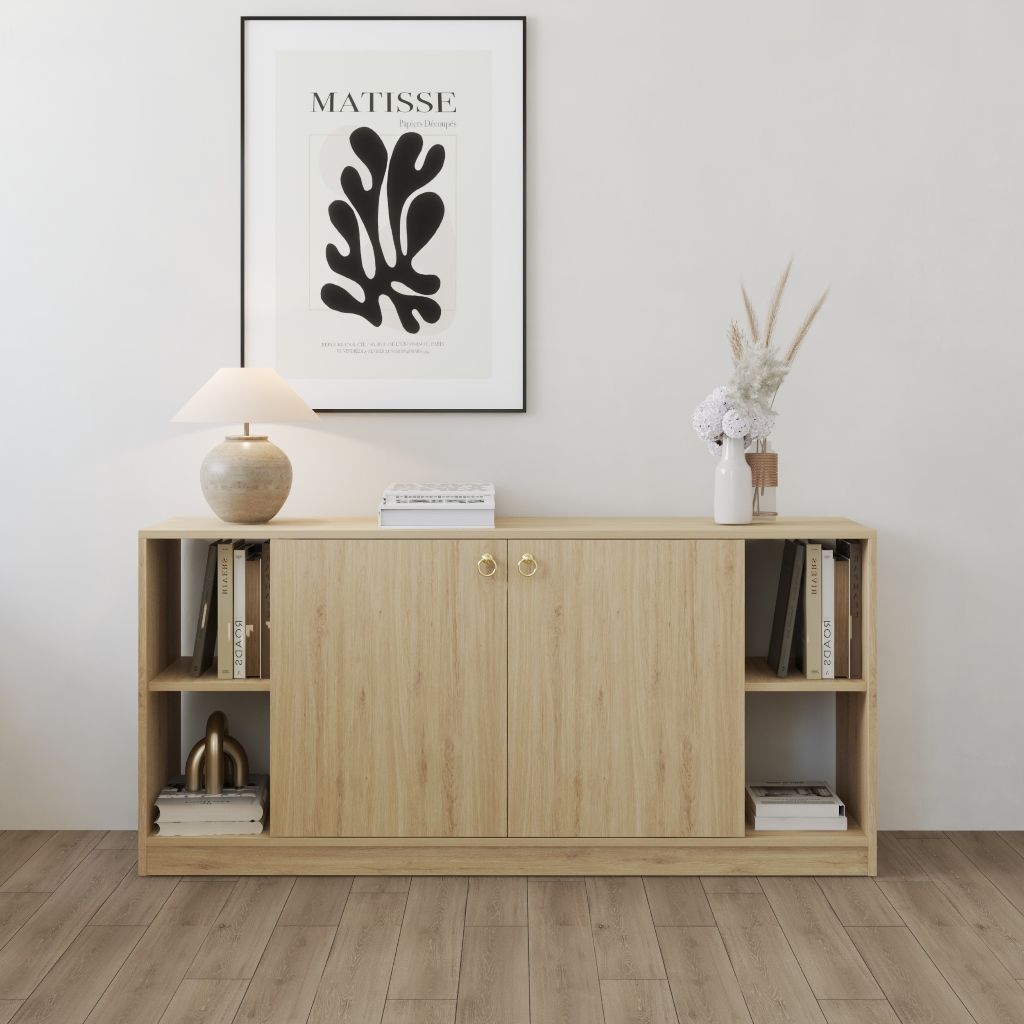 HAPPY FURNITURE , Tủ lưu trữ 2 cửa mở - MERI , TLT_057 , 150cm x 40cm x 70cm DxRxC