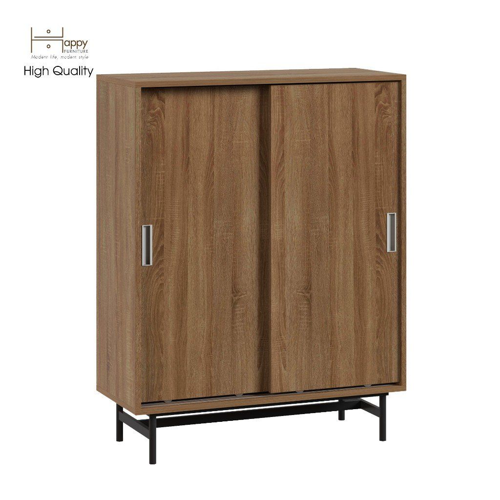 HAPPY FURNITURE , Tủ lưu trữ 2 cánh lùa chân sắt - LUCA , TCL_017 , 86cm x 36cm x 110cm