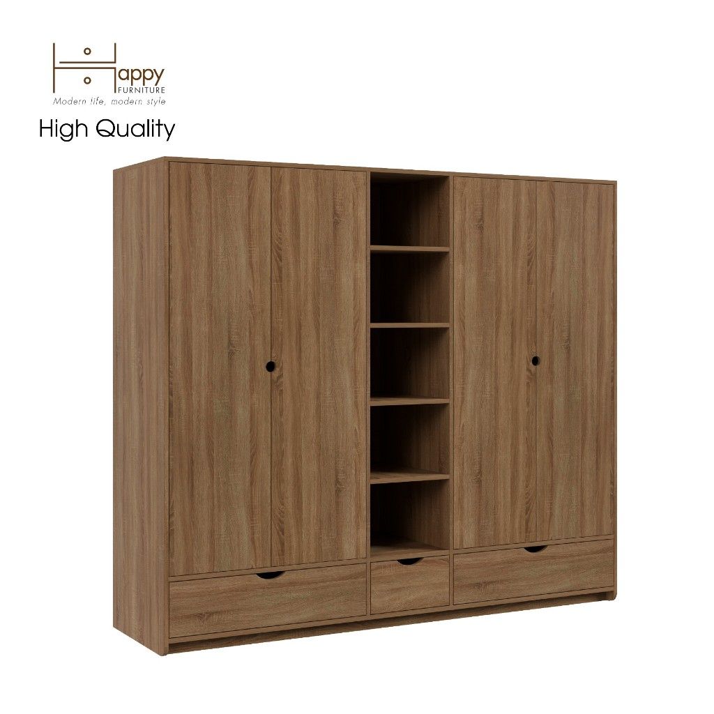 HAPPY FURNITURE , Tủ quần áo 4 cửa mở - CIRCLE , TCM_073 , 200cm x 56cm x 176cm