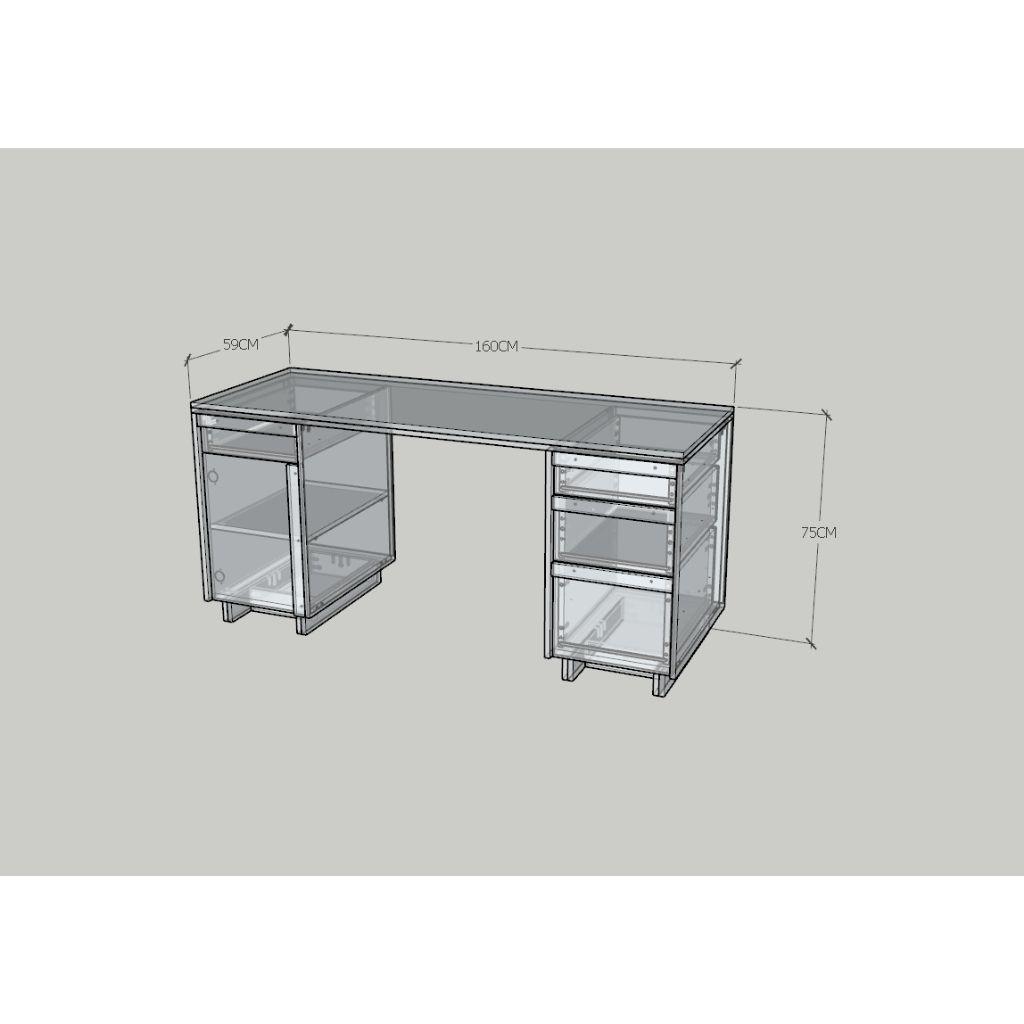 HAPPY FURNITURE , Bàn làm việc 4 ngăn kéo 1 cửa mở - MAVIS , BAN_079 , 160cm x 60cm x 75cm