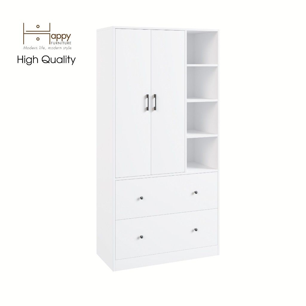 HAPPY FURNITURE , Tủ quần áo đa năng kết hợp kệ - SALY , TCM_008 , 90cm x 40cm x 180cm