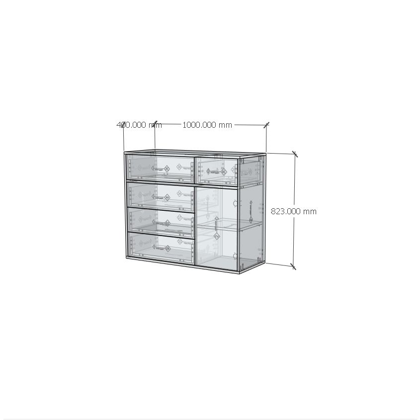 HAPPY FURNITURE , ZACY - Tủ lưu trữ 5 ngăn kéo 1 cửa mở, THK_218 , 100cm x 40cm x 82cm DxRxC, Sản phẩm phổ thông