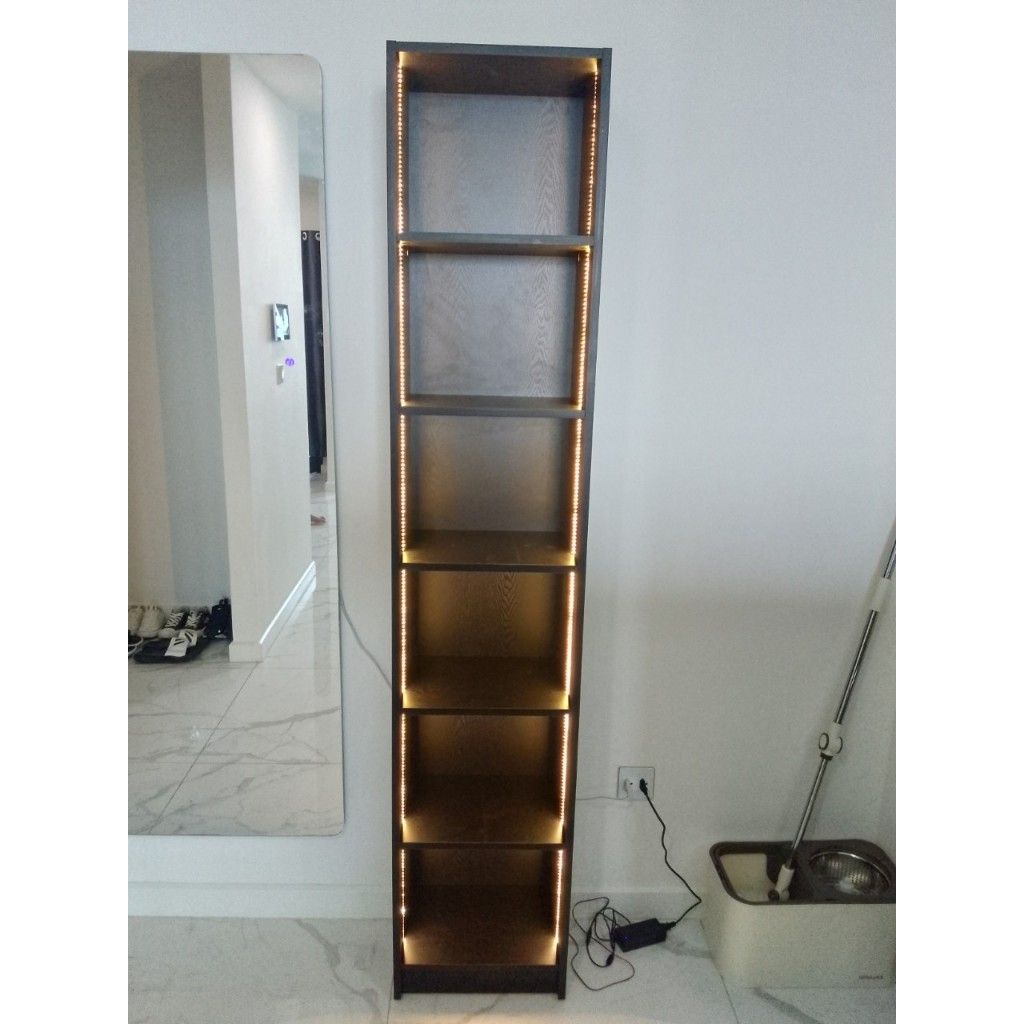 HAPPY FURNITURE , kệ sách 6 tầng size nhỏ tích hợp đèn LED - CATY , KSA_009_LED , 40cm x 28cm x 202cm