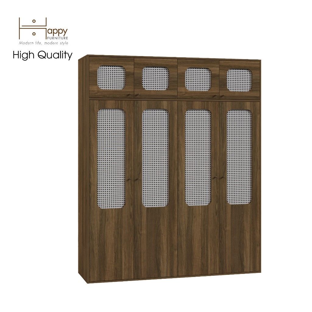 HAPPY FURNITURE , Tủ quần áo 1m8x2m2 cánh mây - MEYDAN , TCM_053 , 180cm x 58cm x 220cm