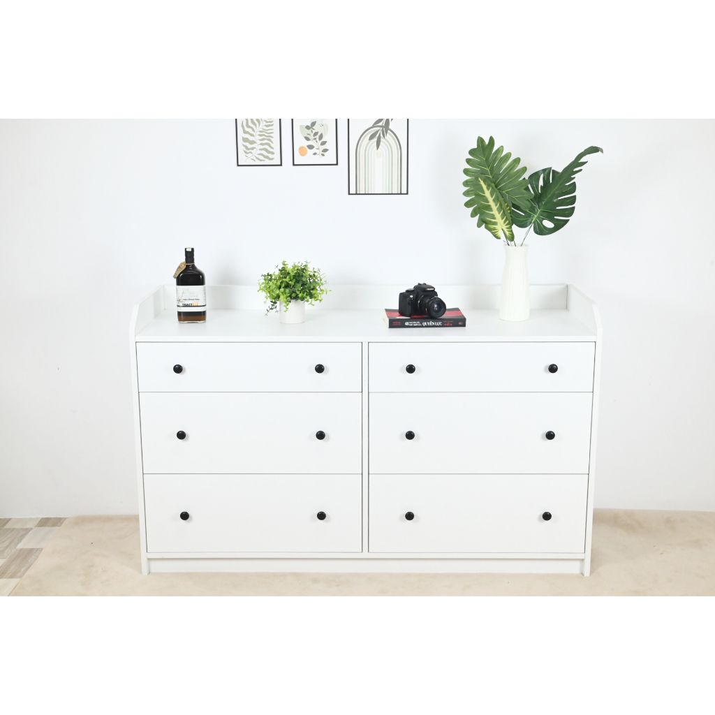 HAPPY FURNITURE , Tủ 3 tầng 6 ngăn kéo - CANA , THK_009 , 138cm x 46cm x 84cm