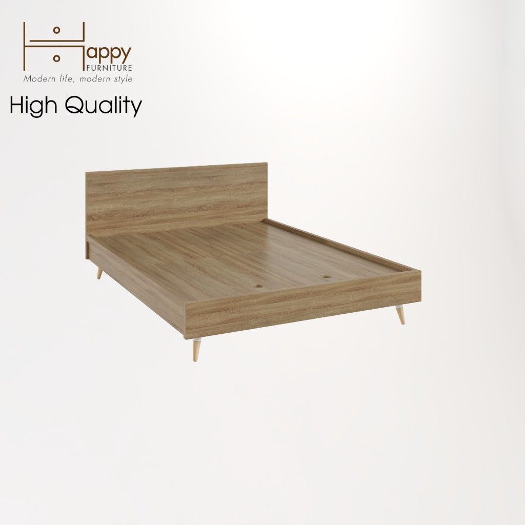 HAPPY FURNITURE , Giường ngủ chân gỗ chéo - OSRI , GNG_025 GNG_026 GNG_027 GNG_068 , 207x35cm , dài x cao