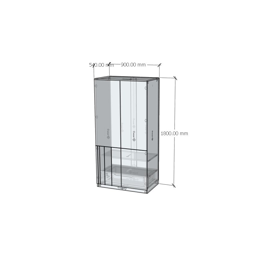 HAPPY FURNITURE , Tủ quần áo 2 cánh mở - JOVIE , TCM_166 , 90cm x 54cm x 180cm