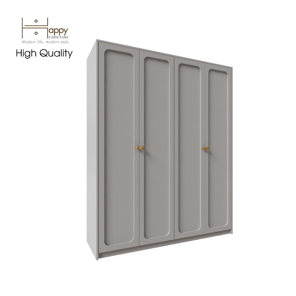 HAPPY FURNITURE , Tủ quần áo 4 cửa mở 1m6x2m - ELEGANT , TCM_084 , 160cm x 54cm x 200cm