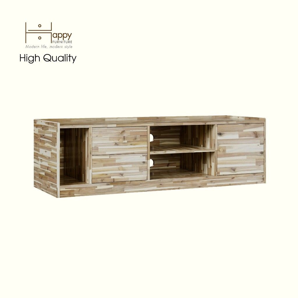 HAPPY FURNITURE , Gỗ tự nhiên , Kệ TV 2 ngăn kéo - GAMZE , KTV_059 , 160cm x 54cm x 48cm