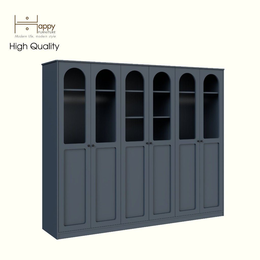 HAPPY FURNITURE , Tủ quần áo cửa kính 6 cửa mở - SISEEL , TCM_187 , 240cm x 54cm x 200cm