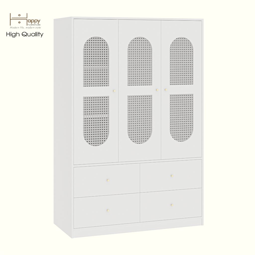 HAPPY FURNITURE , Tủ quần áo 4 ngăn kéo 3 cửa mở - MAY , TCM_247 , 120cm x 54cm x 180cm DxRxC