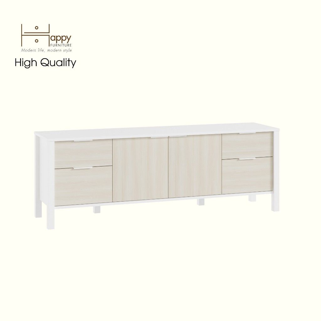 HAPPY FURNITURE , Kệ TV 2 cửa mở 4 ngăn kéo - MOKA, KTV_075 , 160cm x 40cm x 56cm DxRxC