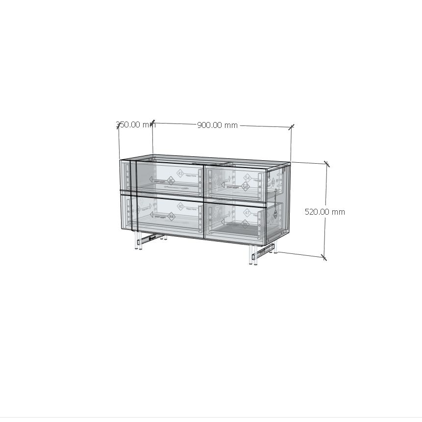 HAPPY FURNITURE , Gỗ tự nhiên , Tủ lưu trữ 4 ngăn kéo chân sắt - JOCASTA , THK_170 , 90cm x 35cm x 52cm