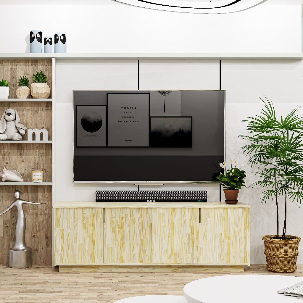 HAPPY FURNITURE , Gỗ tự nhiên , Kệ TV 4 cửa mở - GALI , KTV_054 , 160cm x 40cm x 54cm