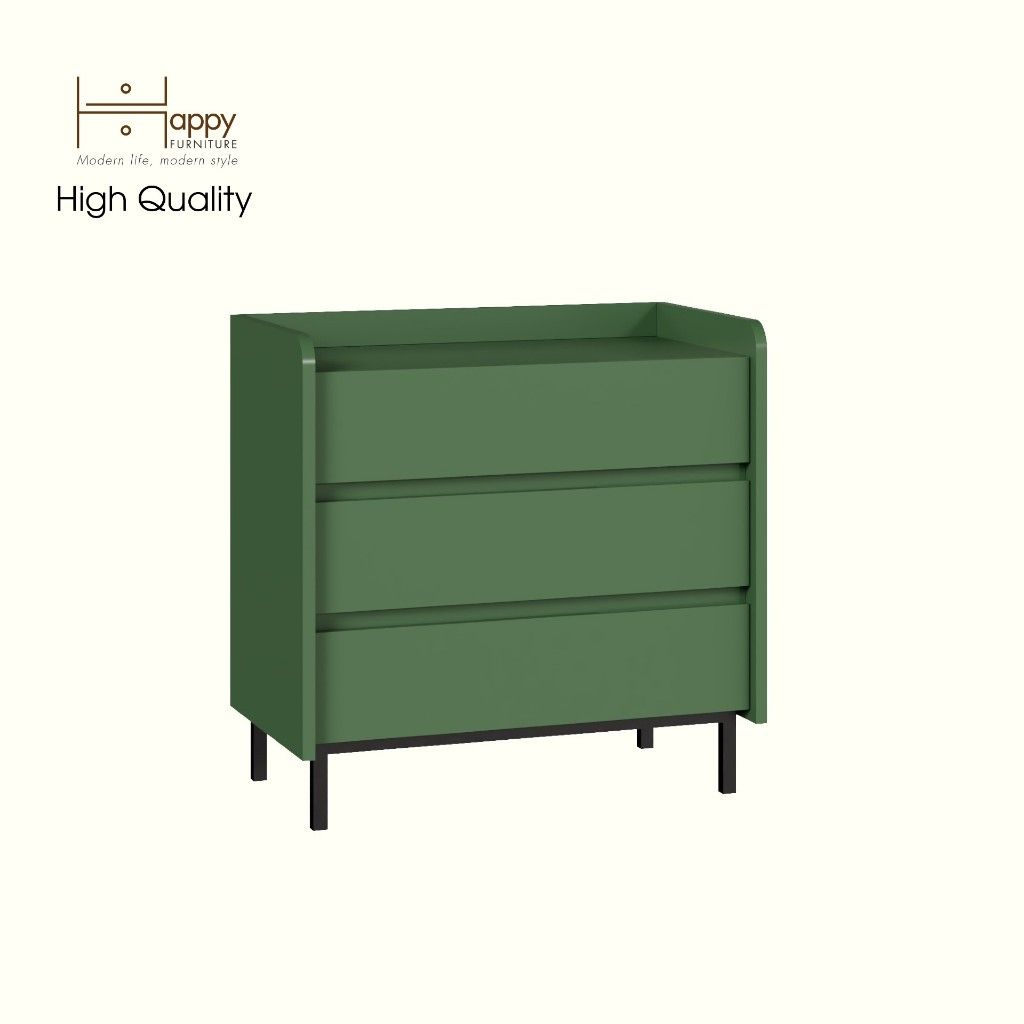 HAPPY FURNITURE , Tủ lưu trữ 3 ngăn kéo chân sắt - LAVIA , THK_154 , 66cm x 40cm x 66cm
