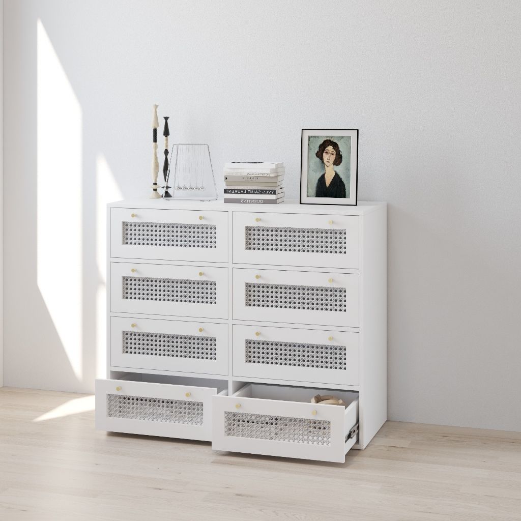 HAPPY FURNITURE , Tủ lưu trữ 8 ngăn kéo - MAY , THK_304 , 110cm x 45cm x 93cm DxRxC