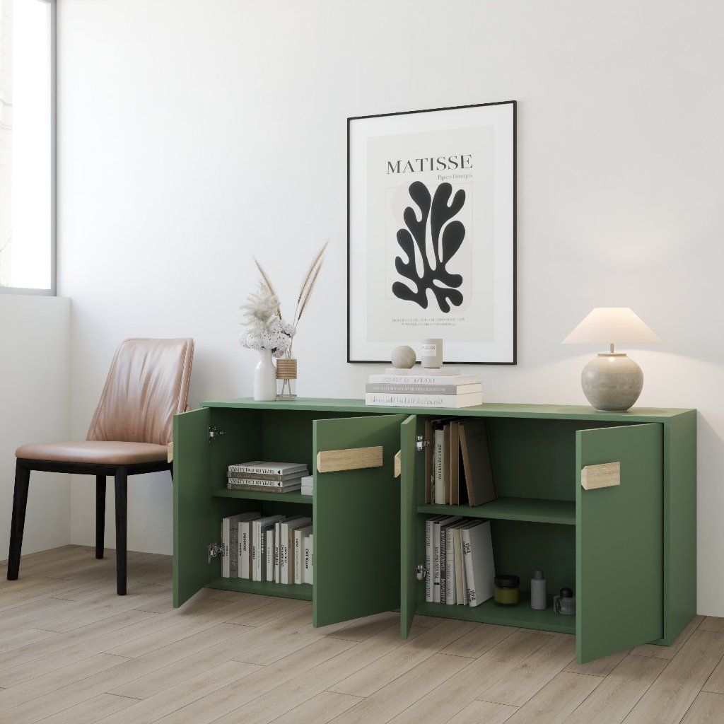 HAPPY FURNITURE , Tủ lưu trữ 4 cửa mở - SPACE, TCM_239 , 160cm x 40cm x 64cm DxRxC