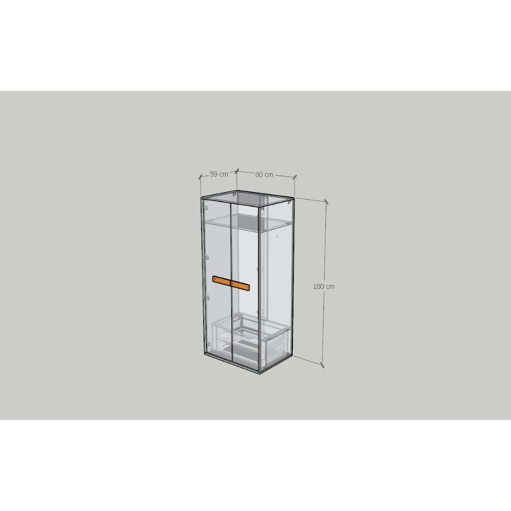 HAPPY FURNITURE , Tủ quần áo 2 cửa mở - SPACE, TCM_240 , 80cm x 59cm x 180cm DxRxC