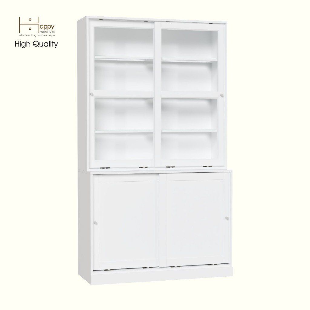 HAPPY FURNITURE, Tủ đựng đồ cửa kính 4 cánh lùa - SCANDINA , TCL_026 , 120cm x 49cm x 213cm
