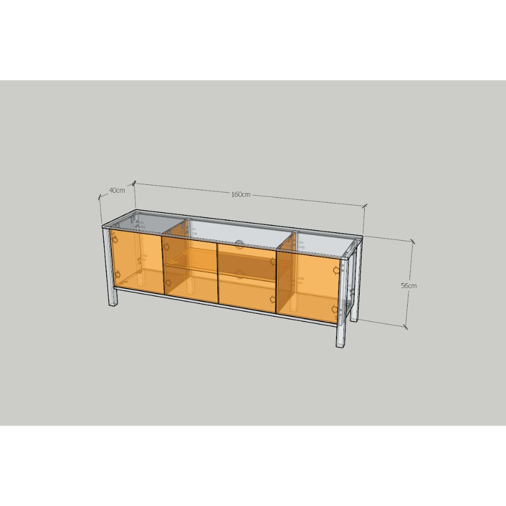 HAPPY FURNITURE , Kệ TV 4 cửa mở - MOKA, KTV_076 , 160cm x 40cm x 56cm DxRxC