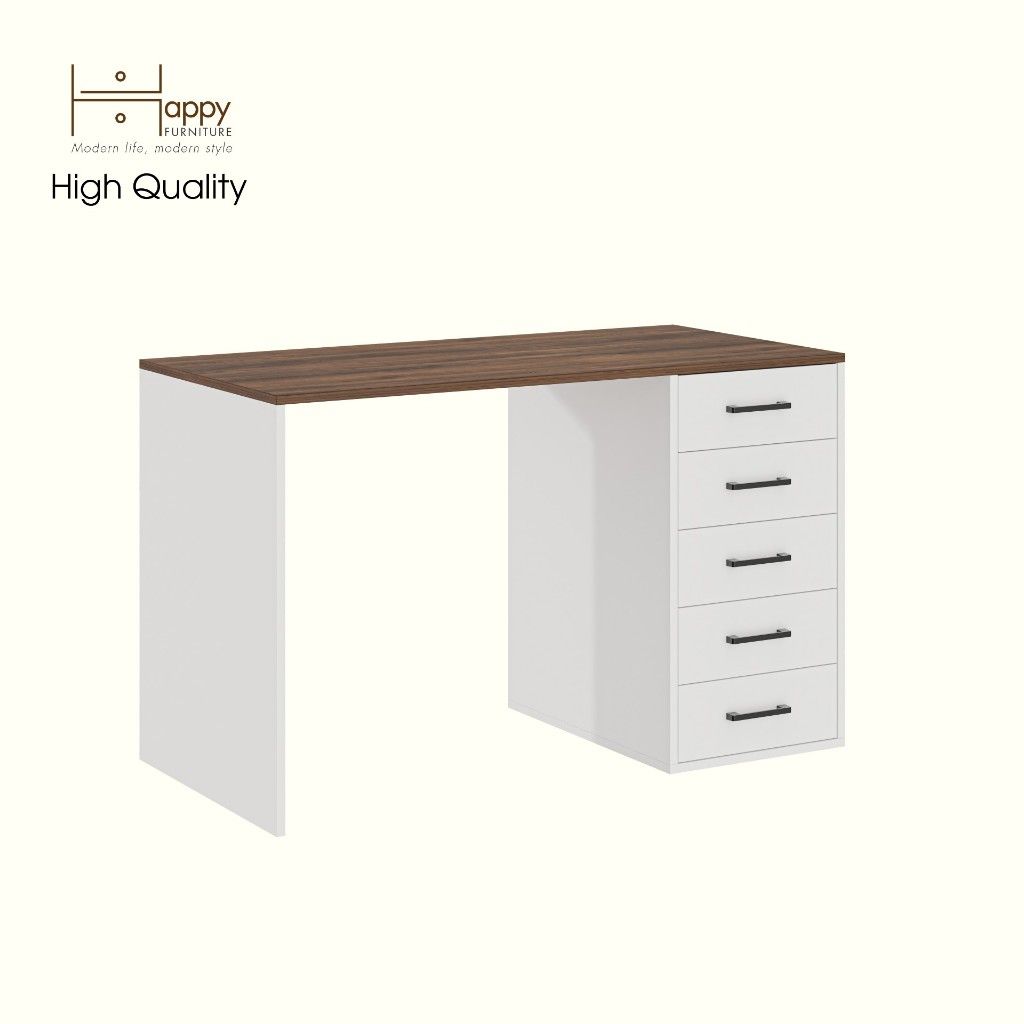 HAPPY FURNITURE , Bàn làm việc 5 ngăn kéo - SAFA , BAN_162 , 120cm x 59cm x 75cm DxRxC