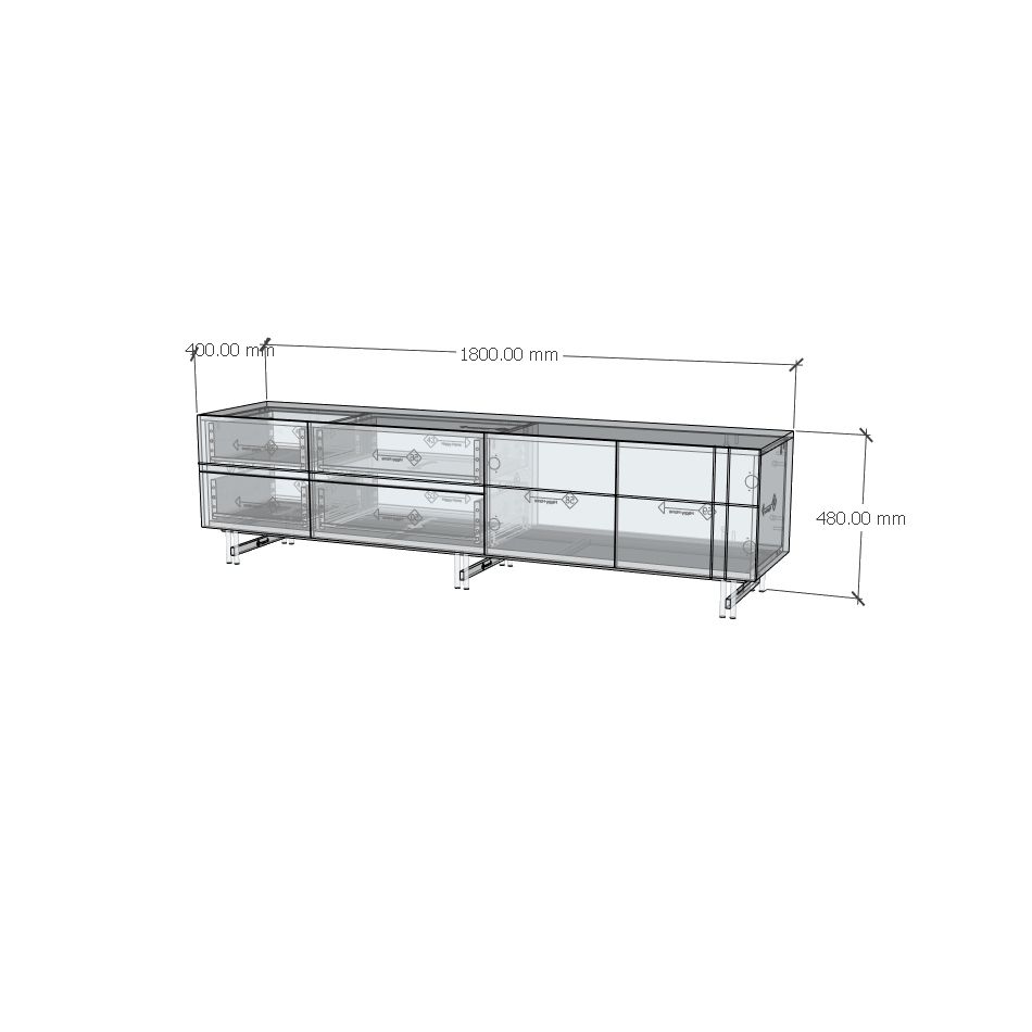 HAPPY FURNITURE , Gỗ tự nhiên , Kệ TV 4 ngăn kéo chân sắt - JOCASTA , KTV_050 , 180cm x 40cm x 48cm