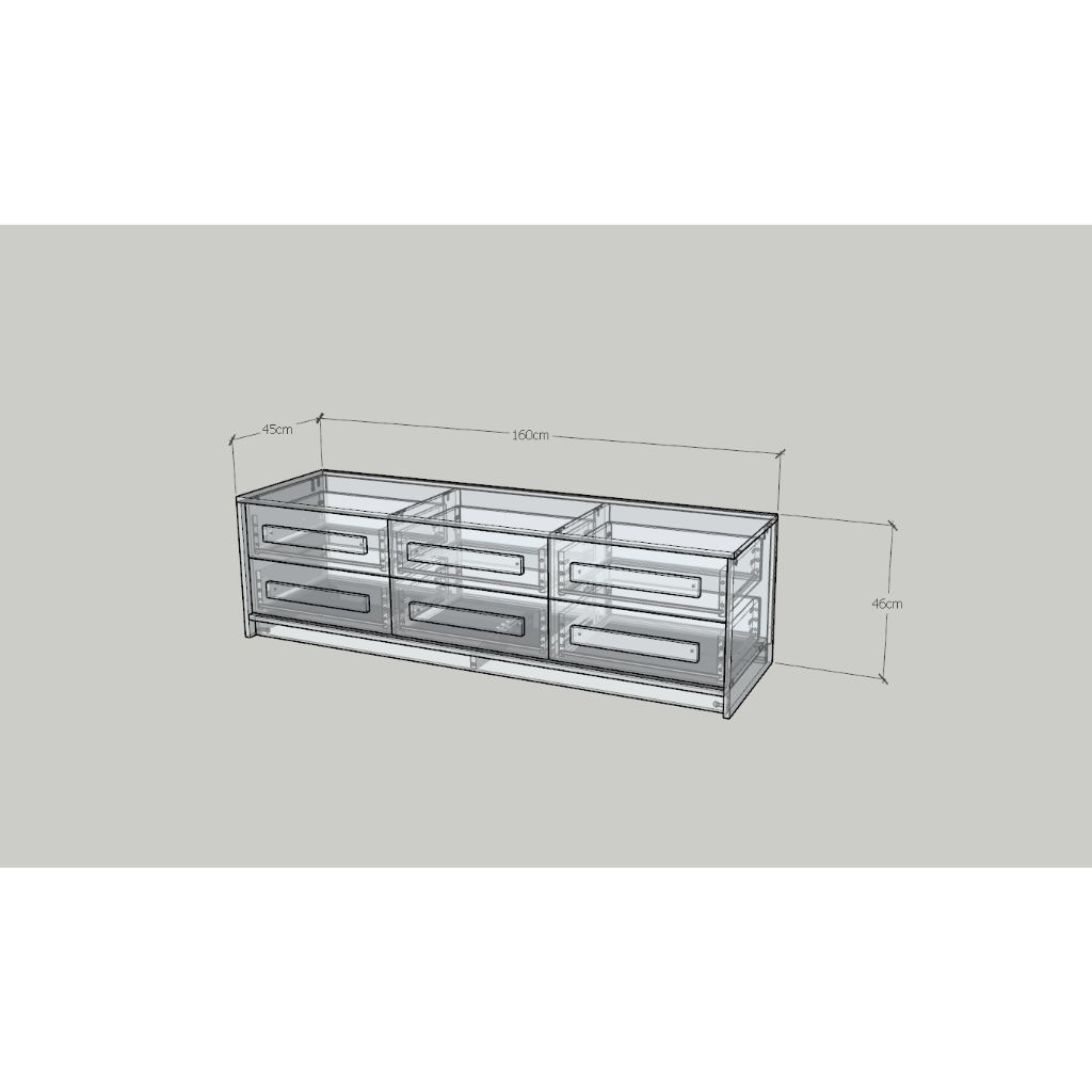 HAPPY FURNITURE , Tủ lưu trữ 6 ngăn kéo - RUBEL, THK_259, 160cm x 45cm x 46cm DxRxC