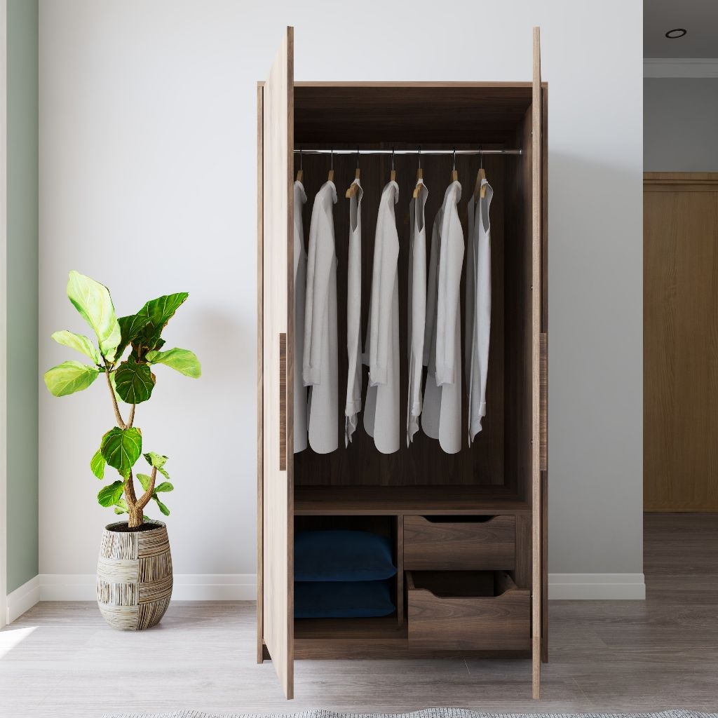 HAPPY FURNITURE , Tủ quần áo 2 cửa mở - RUBEL, TCM_226, 90cm x 59cm x 180cm DxRxC
