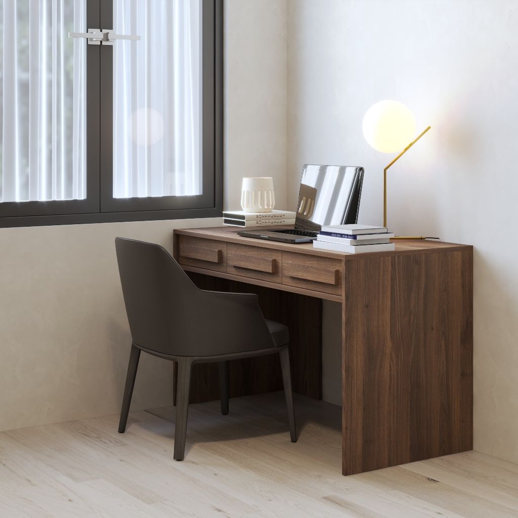 HAPPY FURNITURE , Bàn làm việc 3 ngăn kéo - RUBEL, BAN_135, 120cm x 59cm x 75cm DxRxC