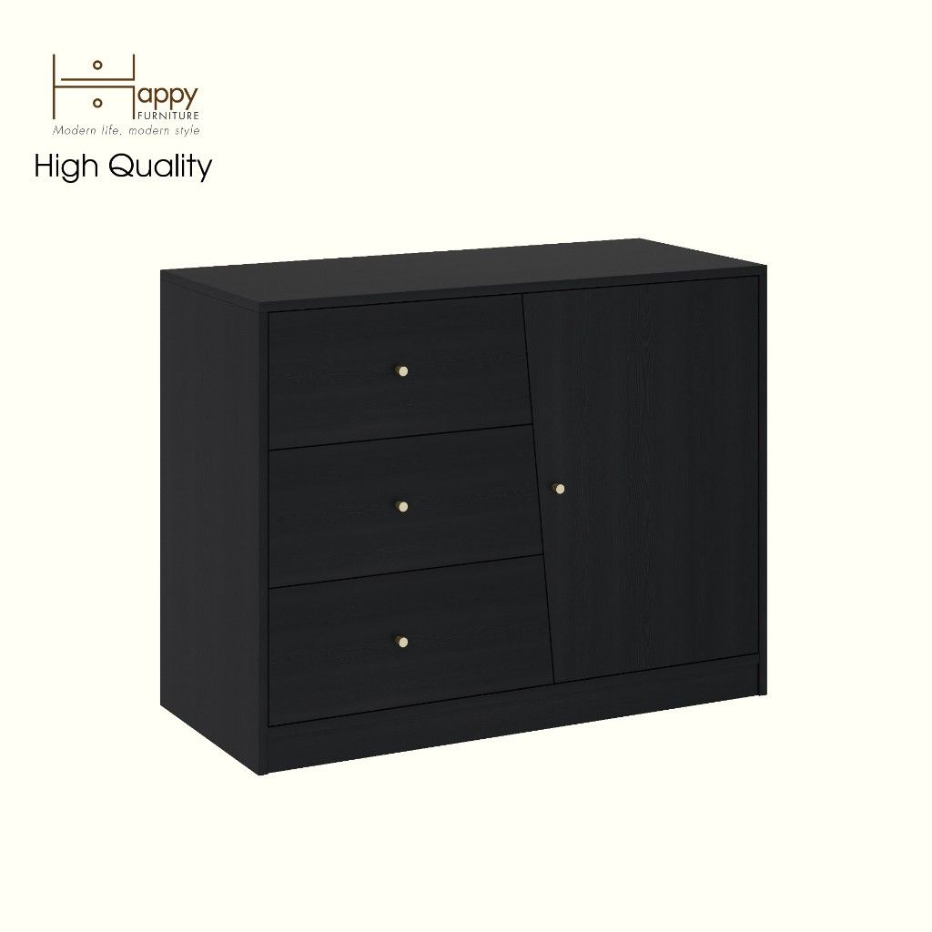 HAPPY FURNITURE , Tủ lưu trữ 3 ngăn kéo 1 cửa mở - DALEY ,TLT_075 , 100cm x 45cm x 78cm DxRxC